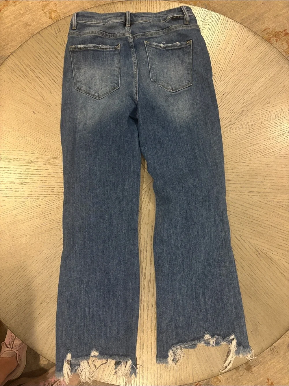 Risen Women's Flare Distressed Jeans in Medium Blue